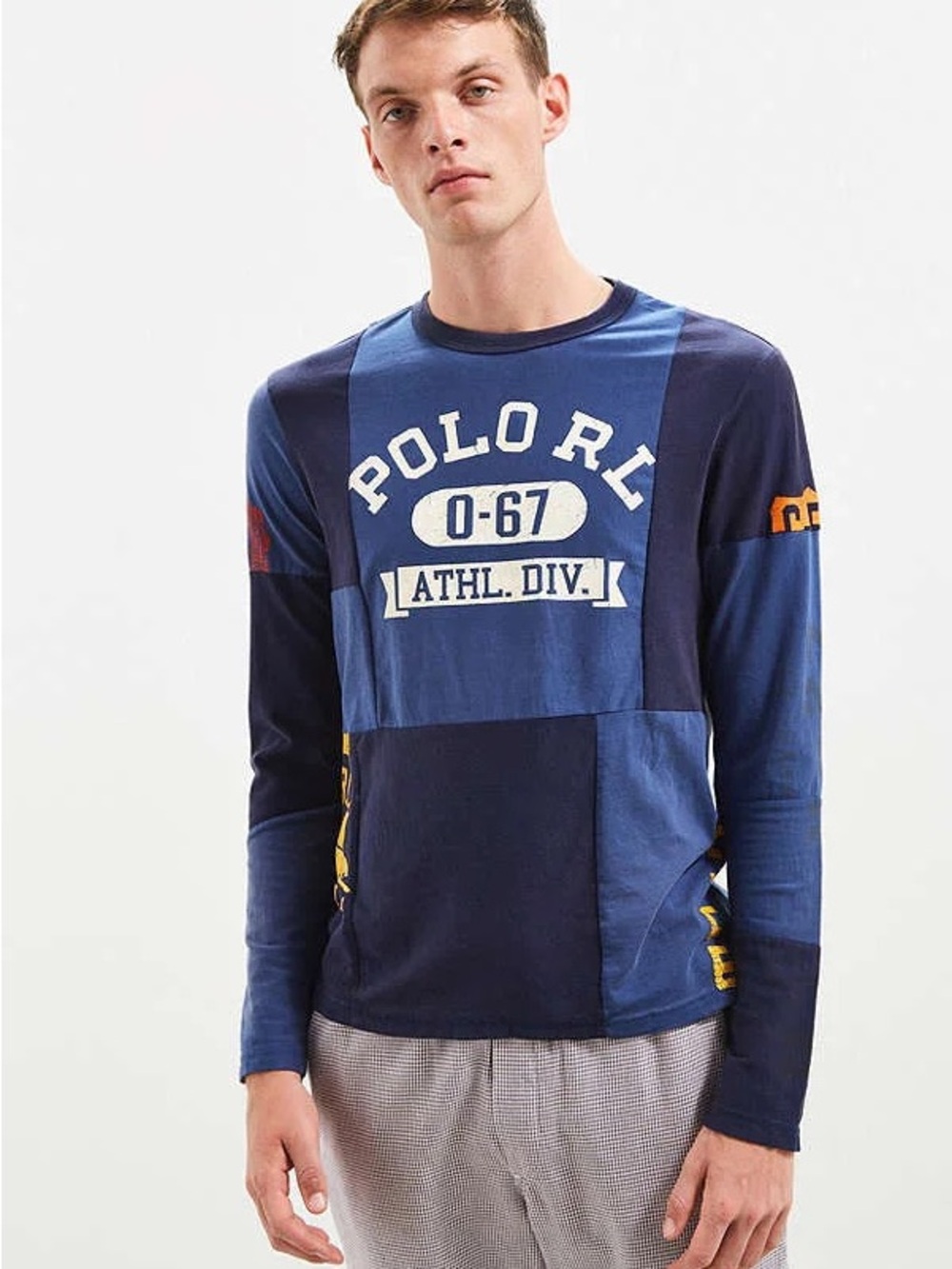 Polo by Ralph Lauren Men's Navy Patchwork Logo Long-Sleeve Shirt